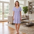 thumbnail image 4 of Dakimoe Nightgowns for Women-Night Dress with Lace Trim Pleated Sleepshirt Casual Print Sleepshirt, 4 of 8