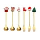 thumbnail image 4 of Juego de cucharas y tenedores navideños de acero inoxidable reutilizables para degustación. Oro 6 piezas, 4 of 8
