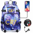 thumbnail image 1 of Mochila para estudiantes jóvenes con estampado de fútbol dorado, mochila de viaje de ocio para hombres y mujeres, 1 of 6
