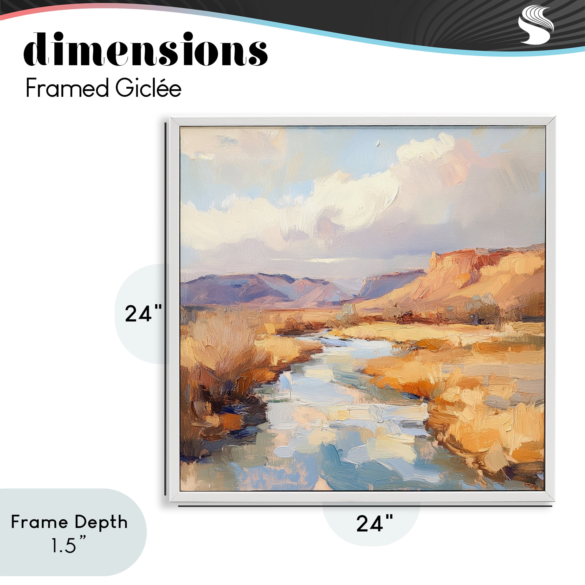 Stupell Industries Plateau River Evening Glow White Framed Giclee Art, design by Petal Prints Design