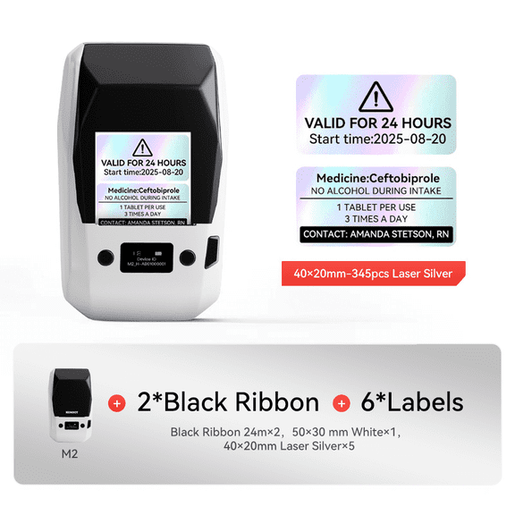 NIIMBOT M2 Thermal Transfer Label Printer Standard Kit, White