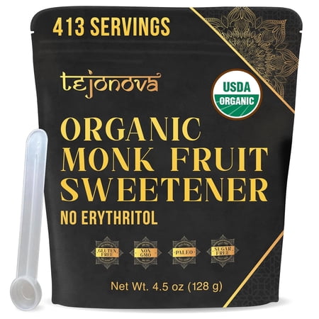 Tejonova Monk Fruit Powder, Organic Sugar Substitute, No Erythritol, Keto Sweetener 4.5oz 413 Uses