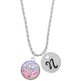 thumbnail image 1 of Delight Jewelry Silvertone Domed Multi Color NP Silvertone Script Initial Disc - N - Charm Necklace, 20"+3", 1 of 4
