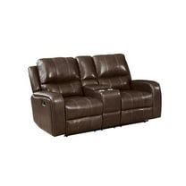 New Classic Furniture Linton Leather Console Loveseat w/Power Footrest in Brown