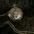 thumbnail image 3 of Gold Hourglass Pocket Watch Large Hollow Flip Pendant Quartz Watch Vintage Funnel Style Timepiece for Men Women Gift, 3 of 6