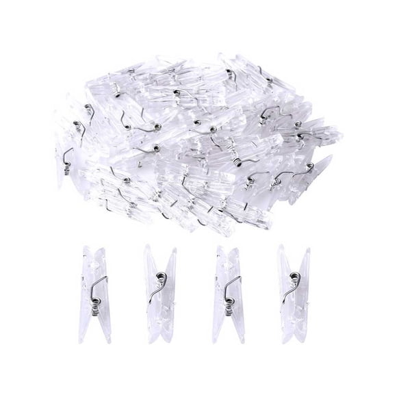 Yuarrent Clip para fotos de 100 piezas, Clips colgantes transparentes, pinza para ropa de toalla, abrazadera de pared DIY, cadena de luz, blanco Type2 NO2