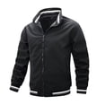 thumbnail image 1 of Chaqueta de hombre con cuello alto de moda casual a rayas., 1 of 3
