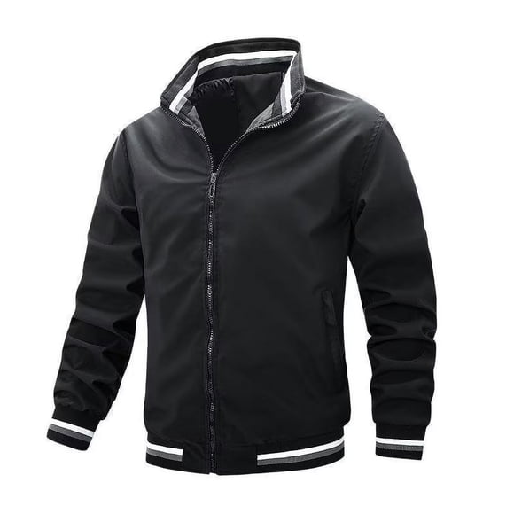 Chaqueta de hombre con cuello alto de moda casual a rayas.