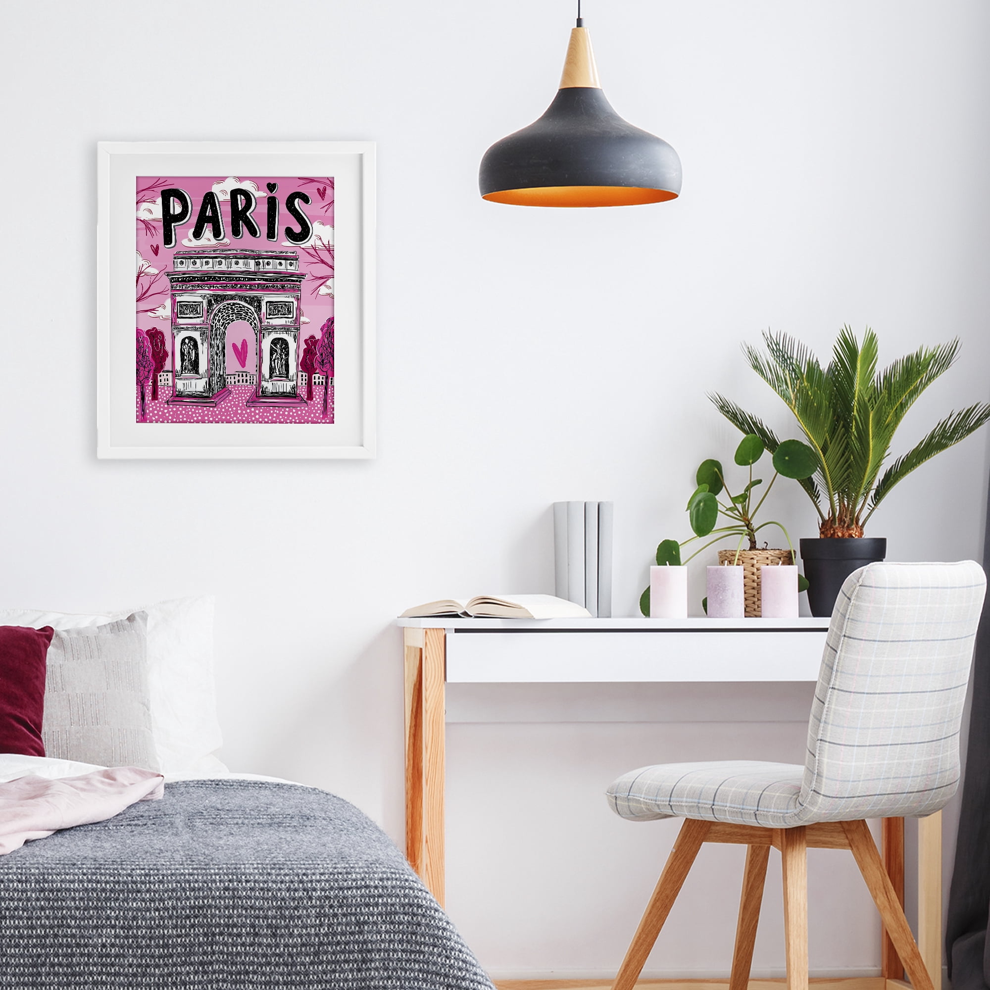 Stupell Industries Romantic Paris Arc de Triomphe White Framed Print Under Glass, design by Jess Stempel