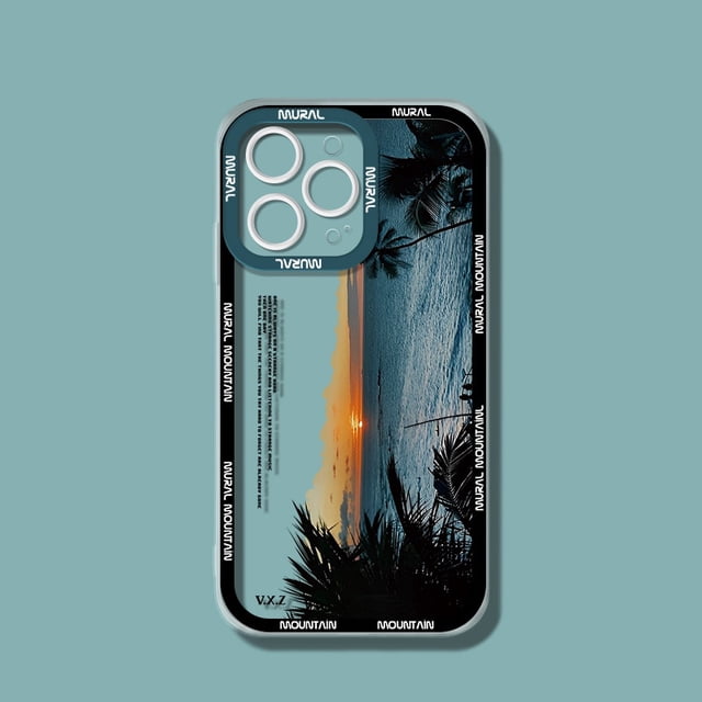 Funda de teléfono con paisaje Natural para iPhone, carcasa a prueba de golpes, color púrpura, azul, atardecer, nieve, montaña, 14, 13, 12, 11 Pro Max, XR, X, XS