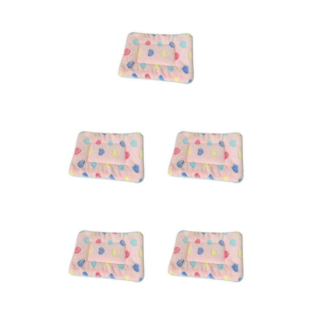 Youkk Washable And Machine Washable Pet Mat For Long-lasting Thick Warm Polyester Cartoon Dog Sleeping Mat pink heart 30*40cm 5Set