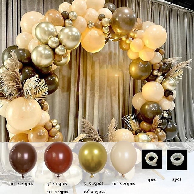 102 piezas de globos de látex de helio marrón para niñas, mujeres, cumpleaños, bodas, baby shower, decoración de fiesta de bautismo