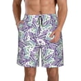 thumbnail image 2 of Uemuo Lavender Flowers Pattern Men's Swim Trunks Hawaiian Beach Bathing Suit Swimsuits Beach Quick-Dry Shorts with Pockets-Small, 2 of 9