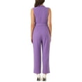 thumbnail image 3 of INSPIRE CHIC Women's Sleeveless Shawl Collar Office Belted Cropped Jumpsuit Romper L Purple, 3 of 6