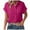 Hot Pink, variant on Womens Blouses Womens Shirts Blouses Fashion Button Down Short Sleeve Dress Textured Ladies Clothing