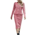 thumbnail image 2 of BONIXOOM Sexy Dresses for Women Date Night Multi-theme Party V-Neck Tab Long Sleeve Cardigan Set Solid Pink Dresses, 2 of 6