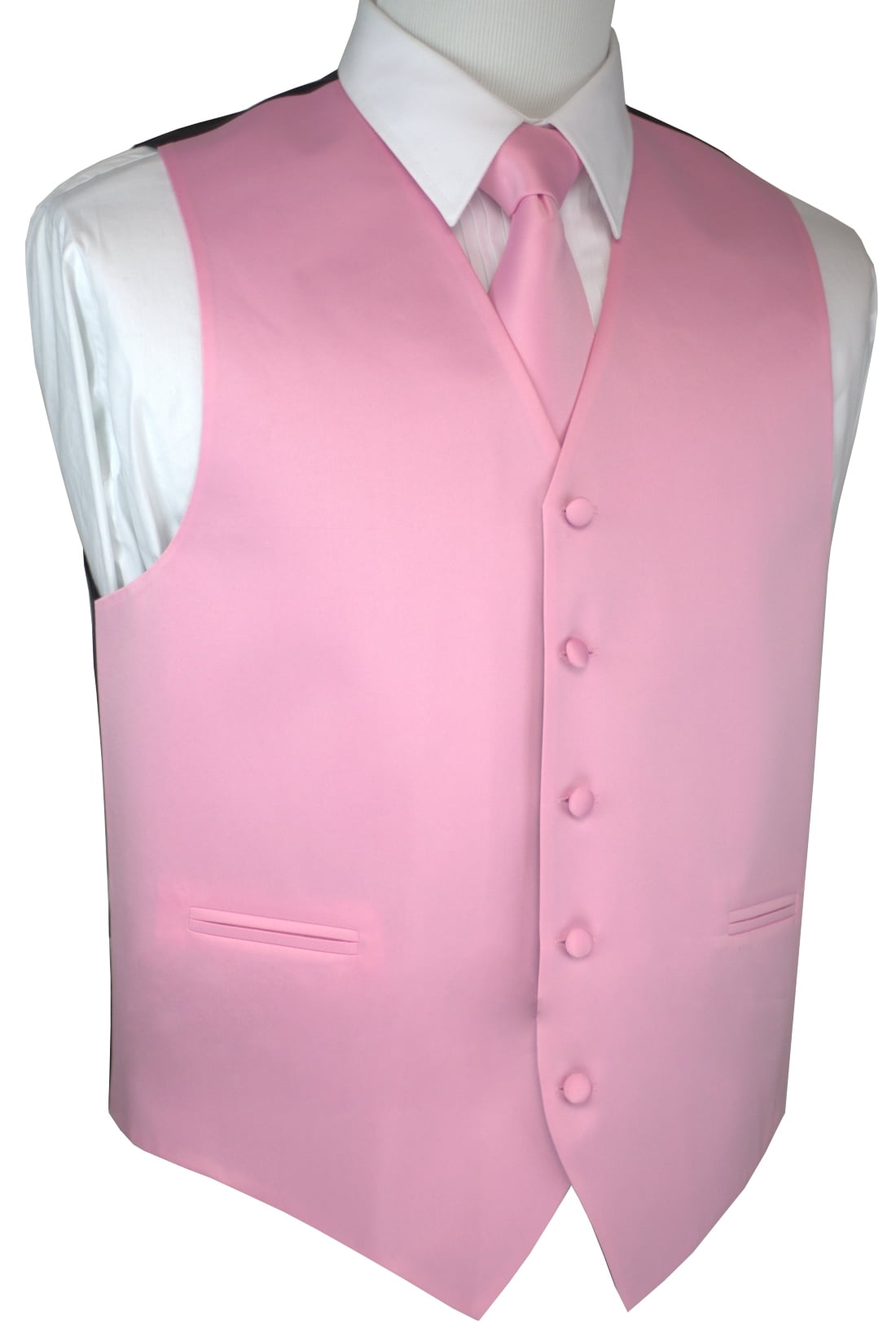 Italian Design, Men’s Tuxedo Vest, Tie & Hankie Set - Pink - Walmart.com