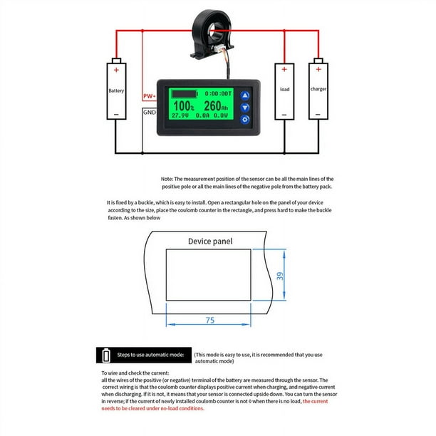 Moniteur de batterie CIKONIELF 100A avec écran LCD TFT 2,4in et Moniteur de batterie CIKONIELF 100A avec écran LCD TFT 2,4in et