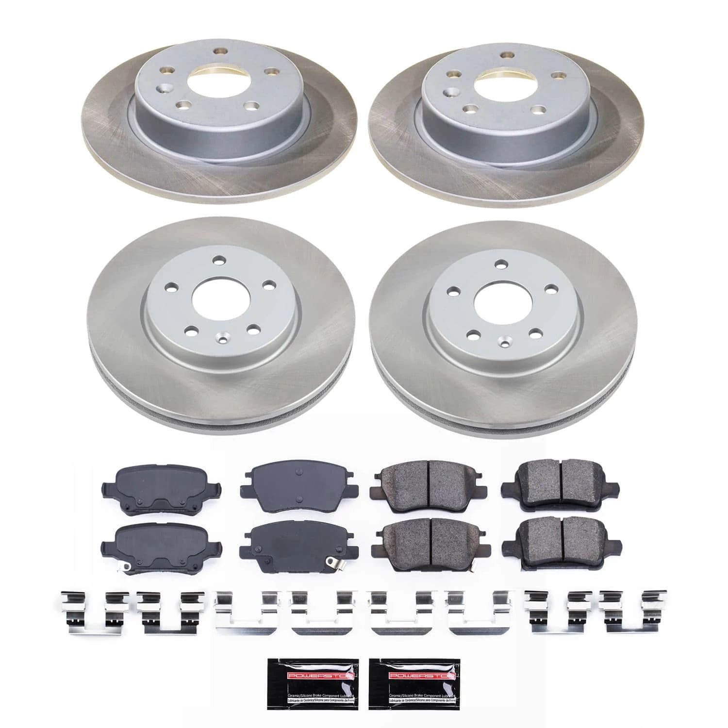 PowerStop Front and Rear Semi-Coated Rotor and Low-Dust Ceramic Brake Pad Kit SC7561