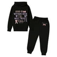thumbnail image 4 of MEZZALL Kids Letter Bowknot Print Hoodie Jogger Sweatshirt Tops Trousers Pants Sets Long Sleeve Casual Tracksuit Girls Boys Fashionable Clothing Sets, 4 of 4