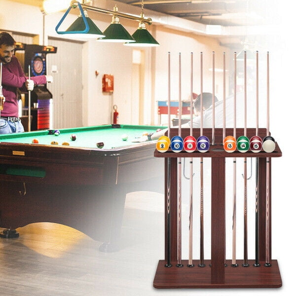 Wooden Snooker/ Pool Cue Rack Wall Mounted Hanging 6 Cue Sticks Holder Stand 