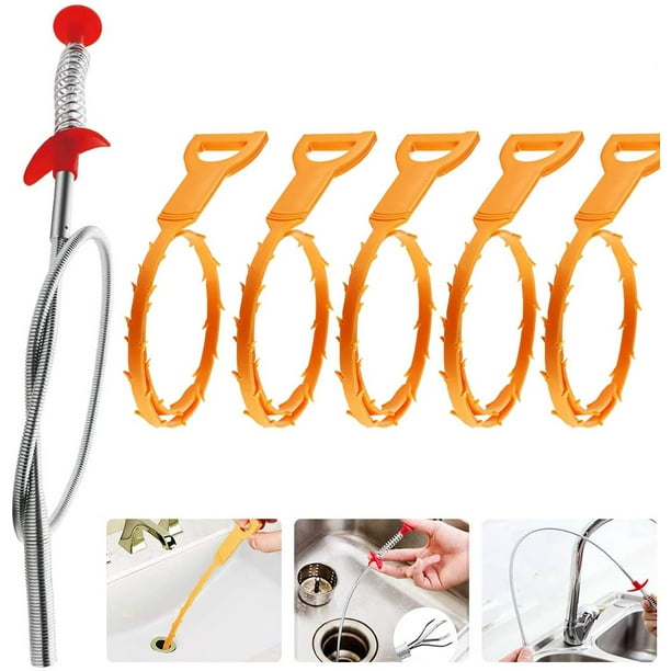 6Pcs Hair snake Tool Drain Opener Hair Clog Remover Sink Snake for