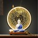 thumbnail image 1 of Houlu Blue Buddha Statue and Circle LED Table Lamp, Ceramic Buddha Statue for Home Décor, 1 of 5