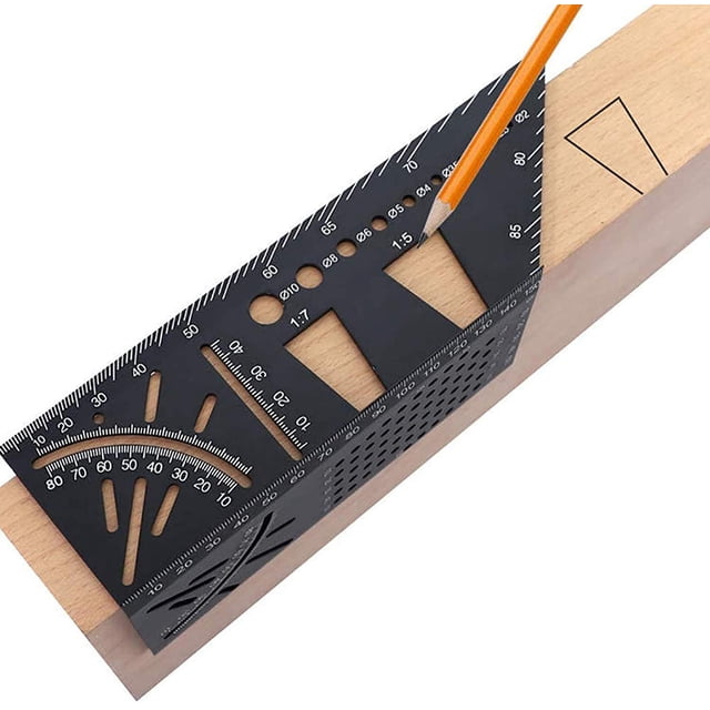 (21,5*7,2*6,2 CM) Regla de medición cuadrada de aleación de aluminio para carpintería - Herramienta de medición de ángulo de inglete 3D Regla de carpintero de 45 a 90 grados, regalos para hombres, p