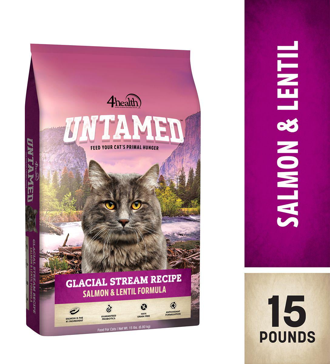4health Untamed Glacial Stream All Life Stages Digestion Support Grain-Free Salmon and Lentils Formula Dry Cat Food, 15 lb