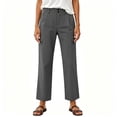 thumbnail image 6 of SOOMLON Cropped Pants Women Wide Leg Plus Size Button Zip Chino Pants Solid Trouser with Pockets Travel Casual Pants, 6 of 8
