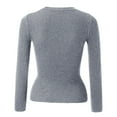 thumbnail image 4 of Baqcunre Long Sleeve T Shirt Women's Autumn And Winter Solid Color Knit Shirt Round Neck Stripe Slim Fitting Long Sleeved Top Warm And Layered Sweater Crop Tops Womens Tops Grey XL, 4 of 7