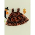 thumbnail image 3 of Faithtur Robe en Tulle Sans Manches pour Bébé Fille Col Carré Imprimé Citrouille Robe Tutu Vêtements d'Halloween, 3 of 9