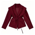 thumbnail image 5 of Hueook Cinched Jacket Baggy Coats Waist Slimming Tie Fall and Winter Waists Thin Loose V neck Coat Woman Wine 3X, 5 of 5