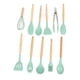 thumbnail image 4 of Juego de utensilios de cocina de 12 piezas Juego de utensilios de cocina de silicona con soporte Mango de madera para artículos esenciales para el hogar Utensilios de cocina antiadherentes Verde, 4 of 10