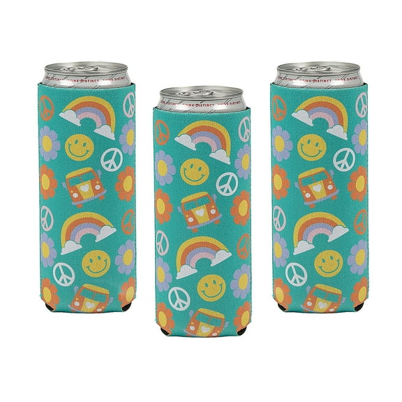 Fun Express Premium Groovy Slim Fit Can Coolers -12 Pc