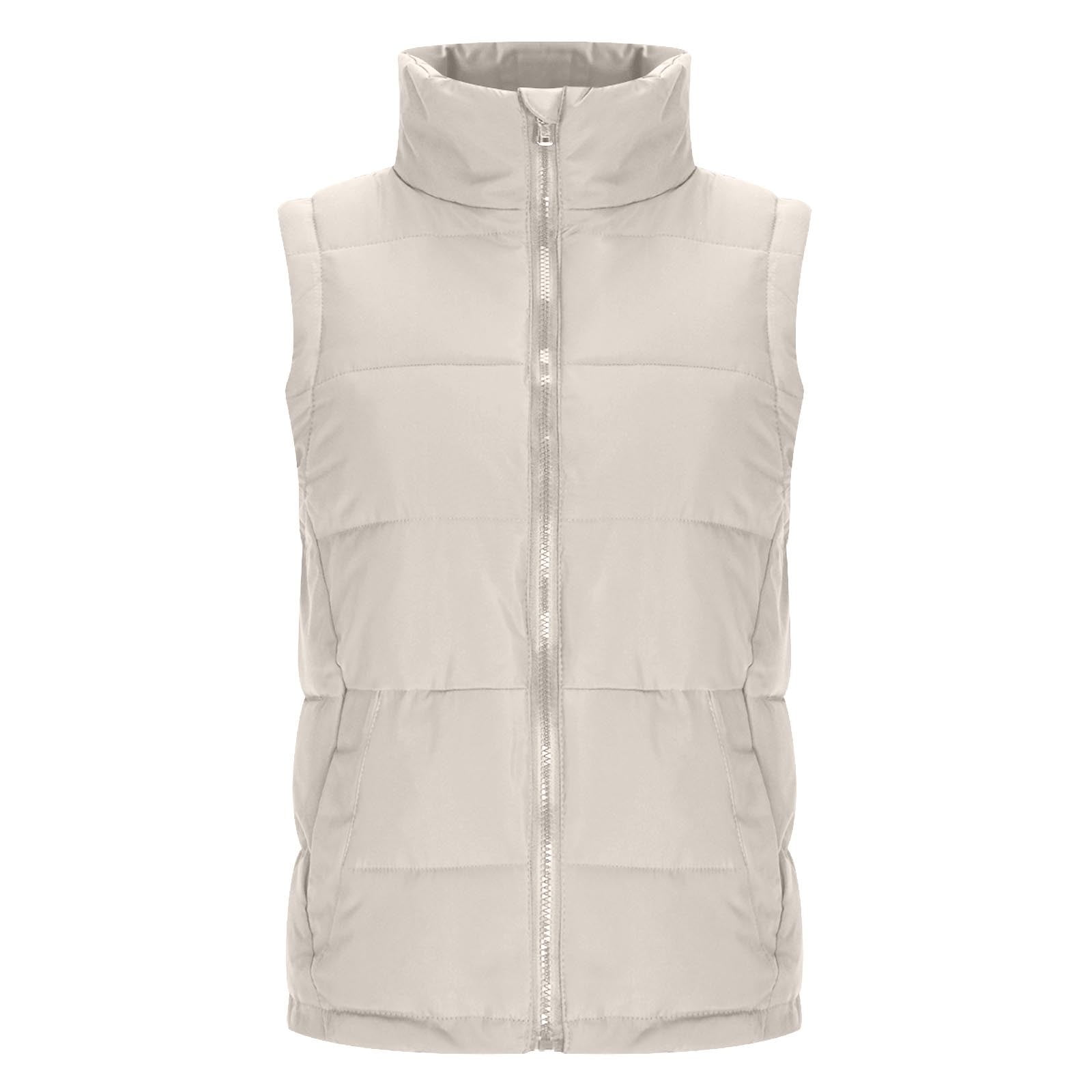 JGGSPWM Women's Lightweight Breathable Travel Hiking Waistcoat Jacket Spring Fall Sleeveless Comfy Coat Outwear Work Vest Beige M