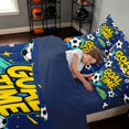 thumbnail image 4 of Manfei Cartoon Football Queen Bedding, Sports Goal Time Print Bedding Comforter Set Queen, Royal Blue Gold, Navy Reversible 7pcs, 4 of 6