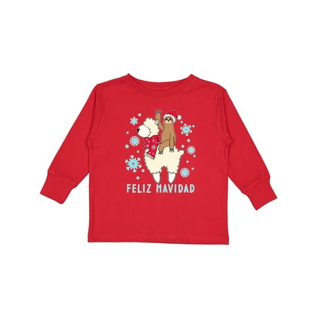 

Inktastic Feliz Navidad Cute Sloth and Llama with Snowflakes Boys or Girls Long Sleeve Toddler T-Shirt