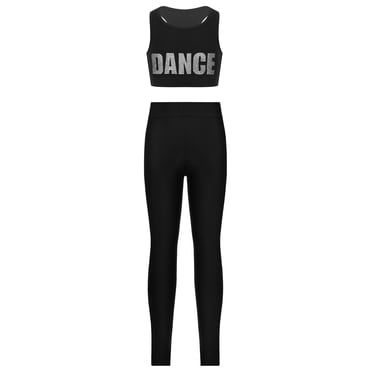 Kids Workout Outfit Aiihoo Girls 2-Piece Athletic Set - Crop Tank Top With Leggings Workout Outfit Crop Top And Leggings