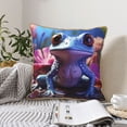 thumbnail image 6 of Fotbe Colorful Frog Among Flowers Pattern Velvet Decorative Throw Pillow Covers with Elegant Piping, Soft Plush Cushion Cover for Sofa, Bed, Car, Office-16"x16", 6 of 8
