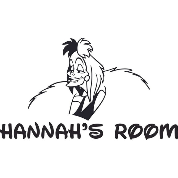 Cruella de Vil Dalmatians Cartoon Customized Wall Decal - Custom Vinyl Wall Art - Personalized Name - Baby Girls Boys Kids Bedroom Wall Decal Room Decor Wall Stickers Decoration Size (35x40 inch)