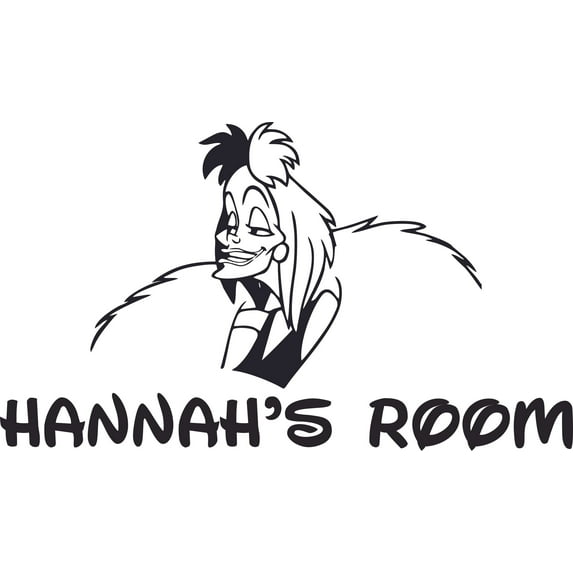 Cruella de Vil Dalmatians Cartoon Customized Wall Decal - Custom Vinyl Wall Art - Personalized Name - Baby Girls Boys Kids Bedroom Wall Decal Room Decor Wall Stickers Decoration Size (35x40 inch)