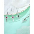 thumbnail image 4 of VESITIM Cross Earrings for Women Rose Flower Earring 925 Sterling Silver Dangle Drop Religious Jewelry Gift with Heart Created Ruby Birthstones, 4 of 7