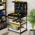 thumbnail image 2 of Gymax 32'' x 16'' Workbench w/ Pegboard 20PCS Tool Hooks Drawer & Open Shelves Black, 2 of 10
