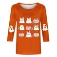 thumbnail image 4 of Enjoytime Halloween Shirts for Women Ghost Printed 3/4 Sleeve Tops Casual Round Neck Cute Blouses Fall Winter Plus Size Clothes, 4 of 4