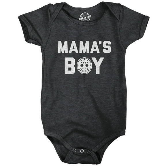 Mama's Boy Baby Bodysuit Funny Halloween Horror Movie Hockey Mask Graphic Jumper
