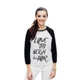 thumbnail image 2 of Thread Tank Love Thy Neighbor Unisex 3/4 Sleeves Baseball Raglan White Black Small, 2 of 4