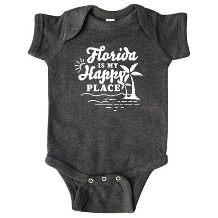 

Inktastic Florida is My Happy Place with Palm Trees Gift Baby Boy or Baby Girl Bodysuit