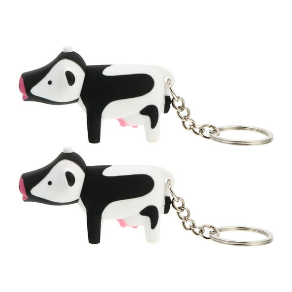 UPOUART 2-Pack Light-Up Cow Keychains Metal Key for Keys and Bags