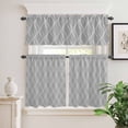 thumbnail image 2 of 3 Piece Kitchen Curtains and Valances Set Grey White Stripes Cafe Curtains 36 Inch Length Simple Geometric Modern Monochrome Valance & Tier Curtain for Living Room Bedroom Window 54"x18"+27"x36"*2, 2 of 6